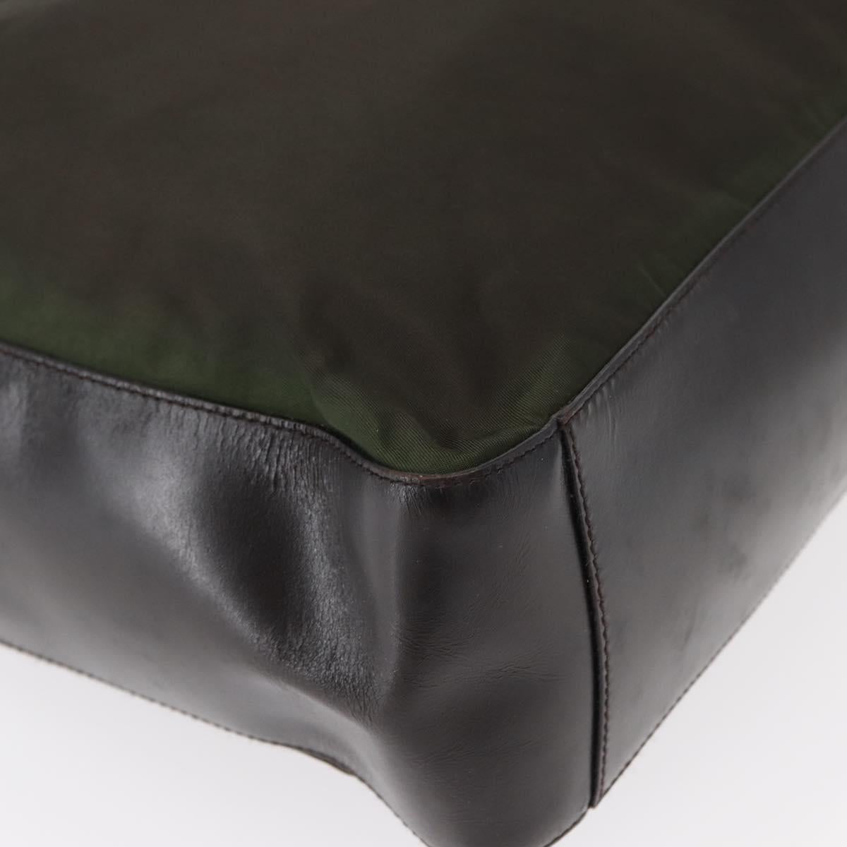 PRADA Hand Bag Nylon Khaki Silver Auth 151570