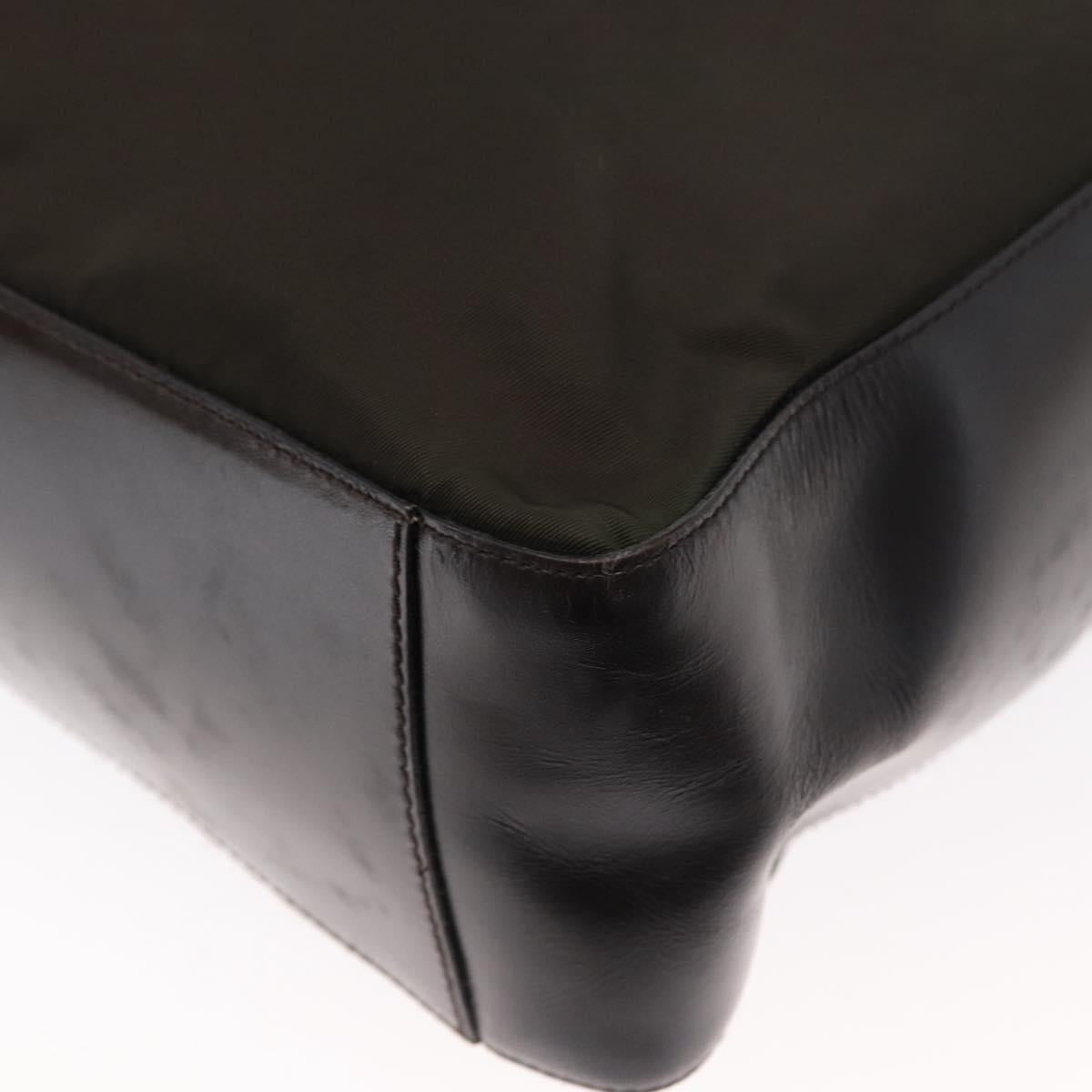 PRADA Hand Bag Nylon Khaki Silver Auth 151570