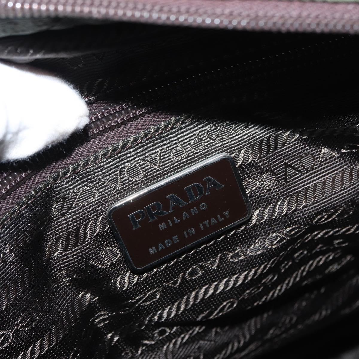 PRADA Hand Bag Nylon Khaki Silver Auth 151570