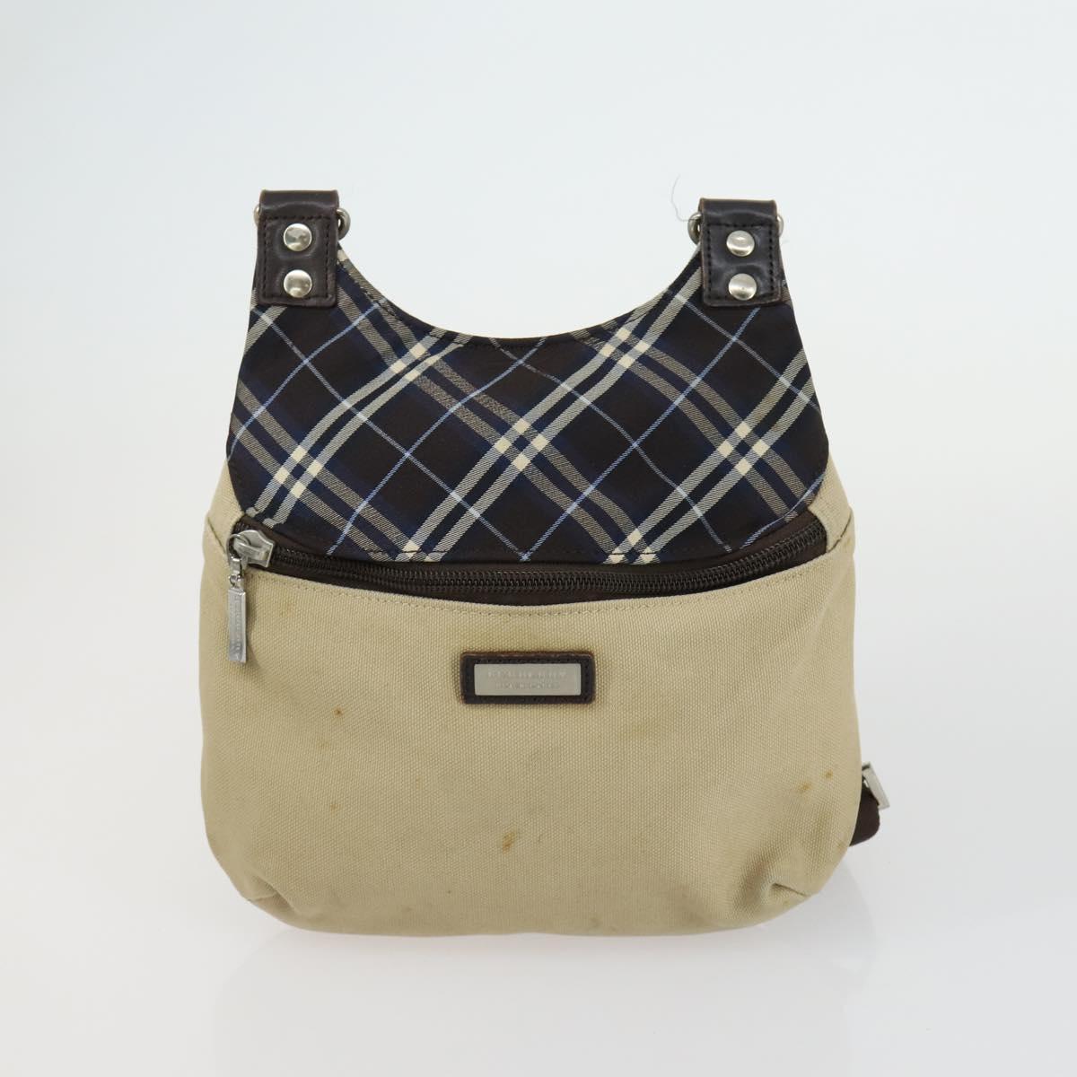 BURBERRY BALLY Tote Bag Leather Canvas 2 Set Beige Navy Auth 151571