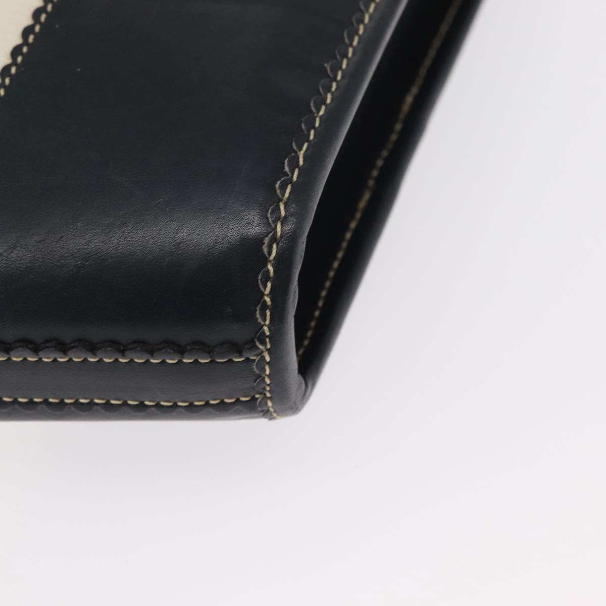 LOEWE Hand Bag Canvas White Gold Auth 151572