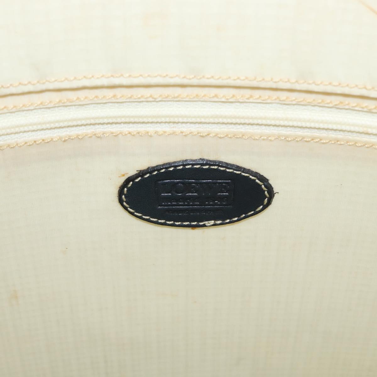 LOEWE Hand Bag Canvas White Gold Auth 151572