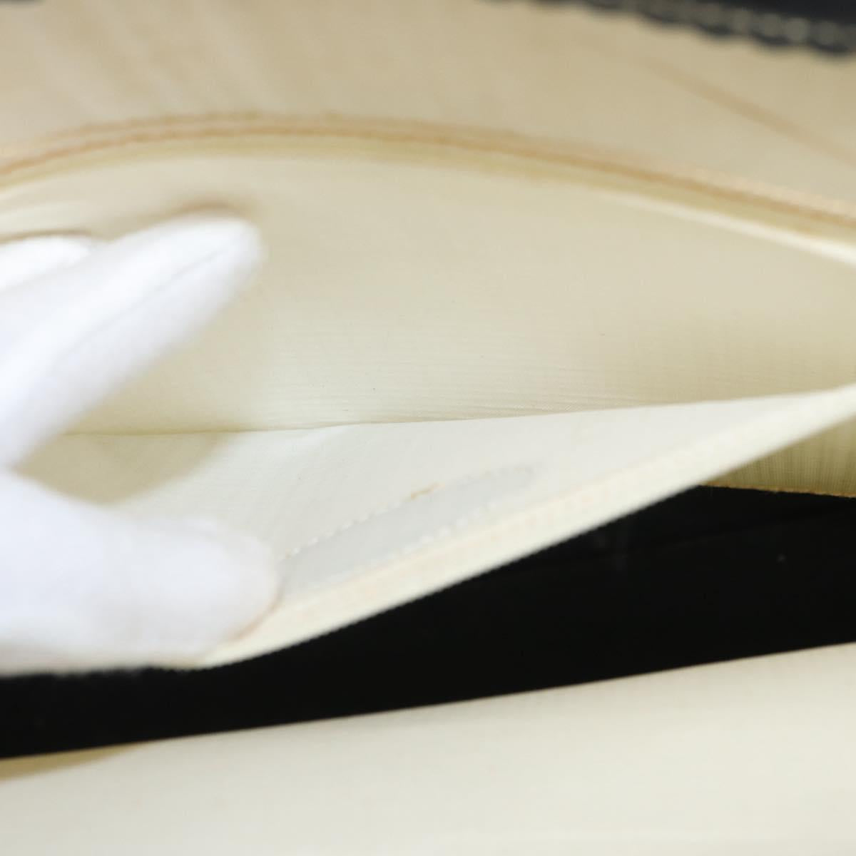LOEWE Hand Bag Canvas White Gold Auth 151572