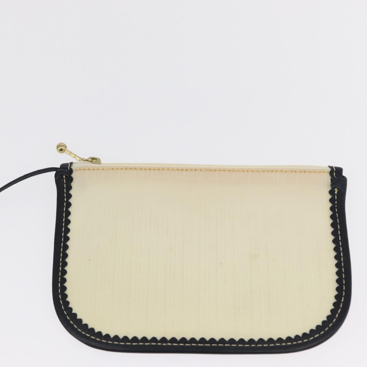 LOEWE Hand Bag Canvas White Gold Auth 151572