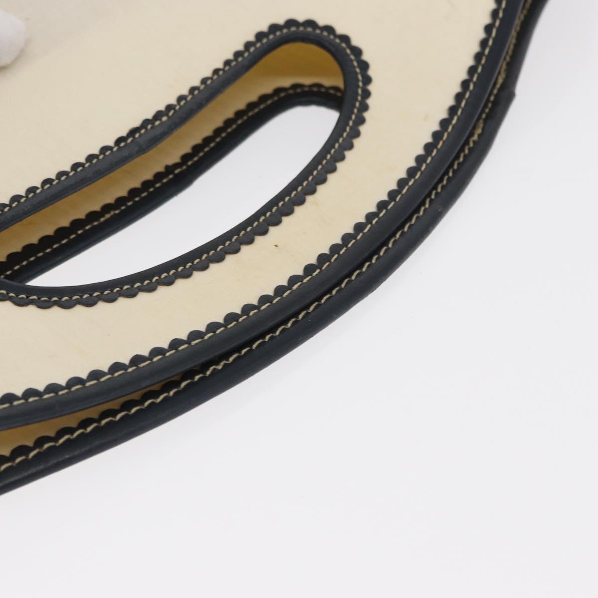 LOEWE Hand Bag Canvas White Gold Auth 151572