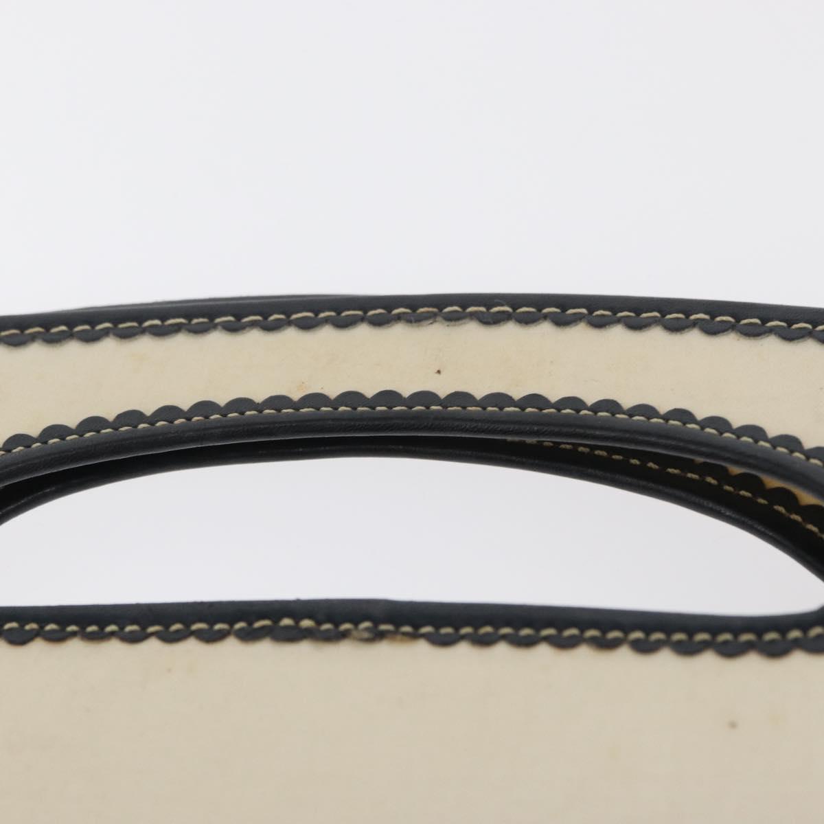 LOEWE Hand Bag Canvas White Gold Auth 151572