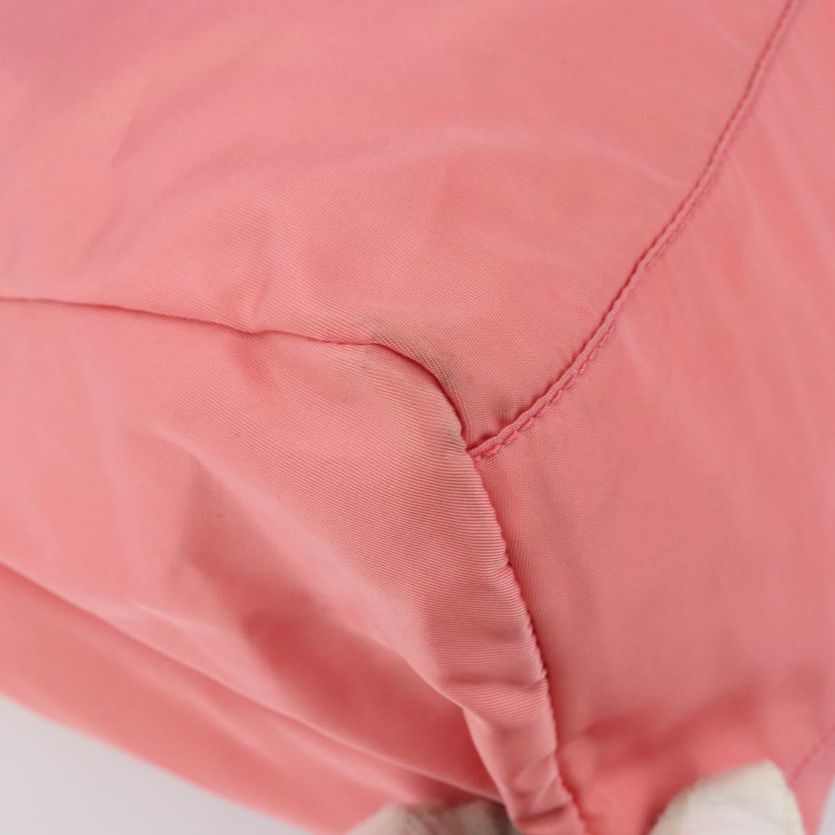 PRADA Hand Bag Nylon Pink Silver Auth 151573