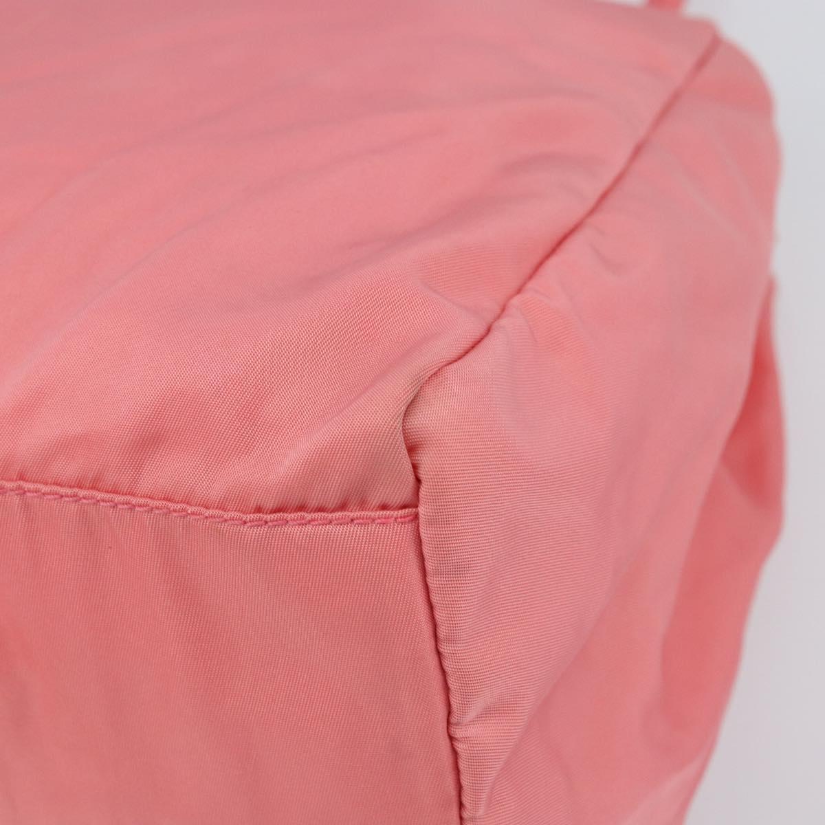 PRADA Hand Bag Nylon Pink Silver Auth 151573