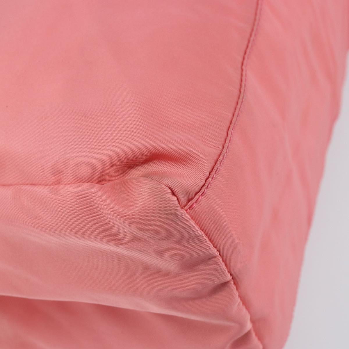 PRADA Hand Bag Nylon Pink Silver Auth 151573