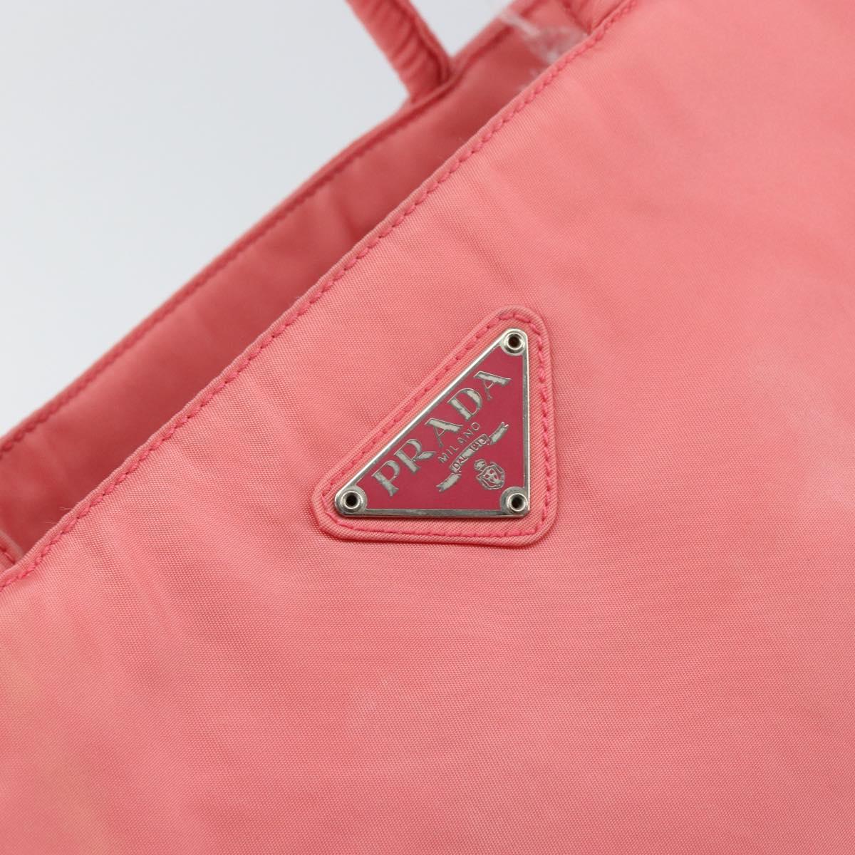 PRADA Hand Bag Nylon Pink Silver Auth 151573