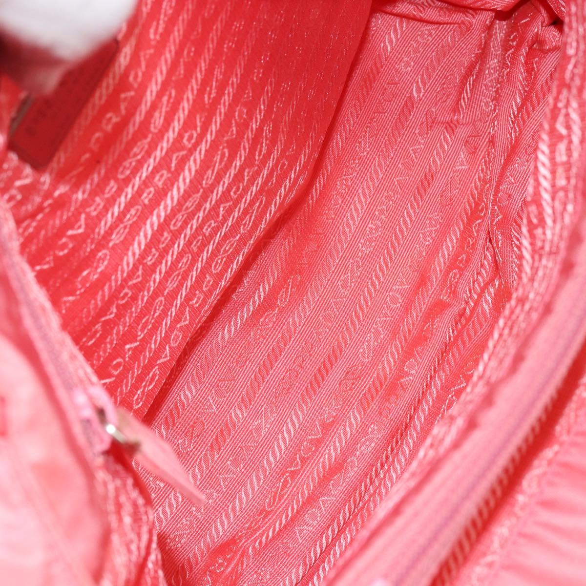 PRADA Hand Bag Nylon Pink Silver Auth 151573