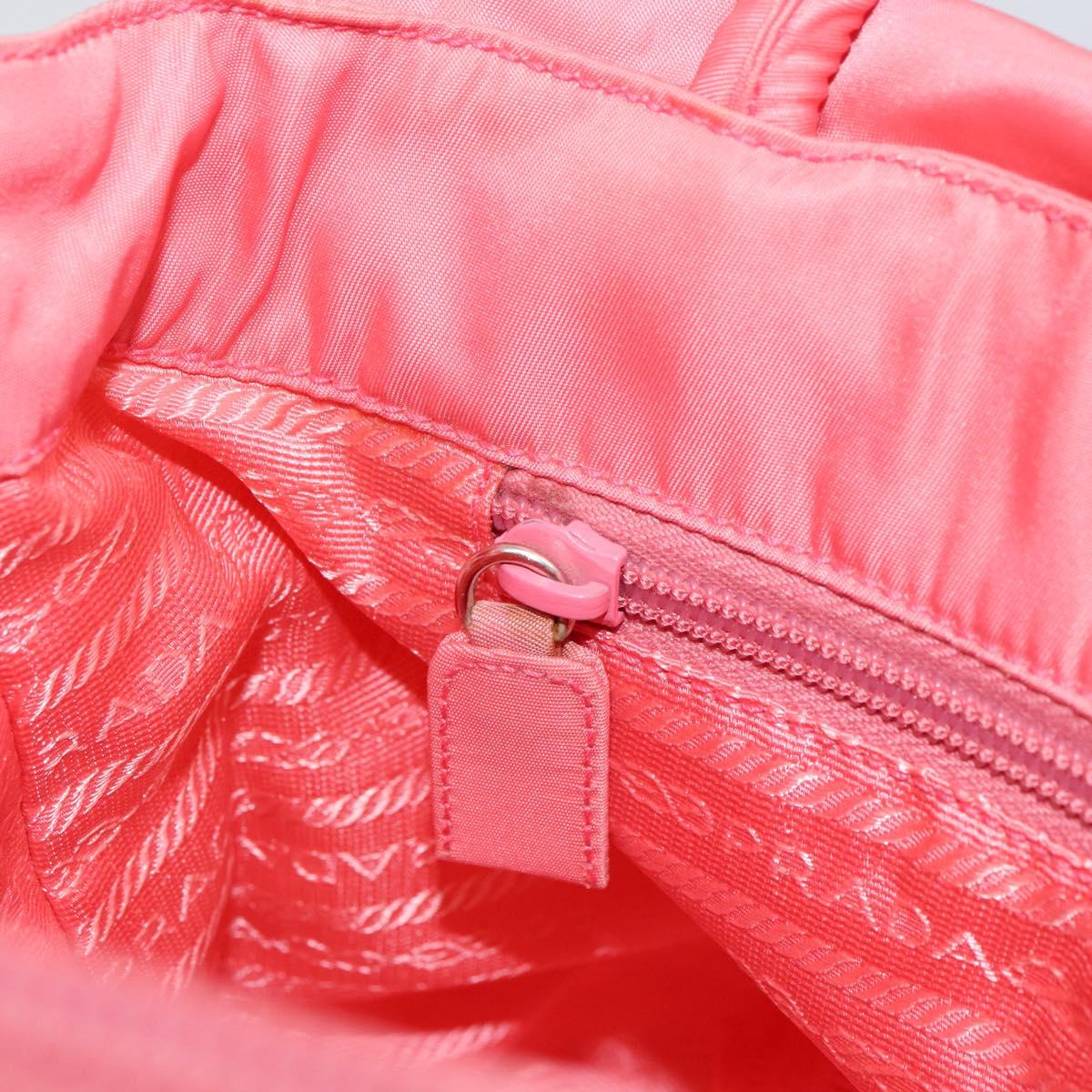 PRADA Hand Bag Nylon Pink Silver Auth 151573