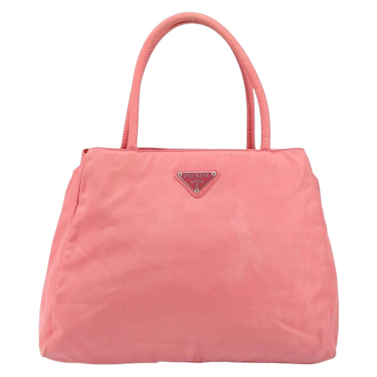PRADA Hand Bag Nylon Pink Silver Auth 151573