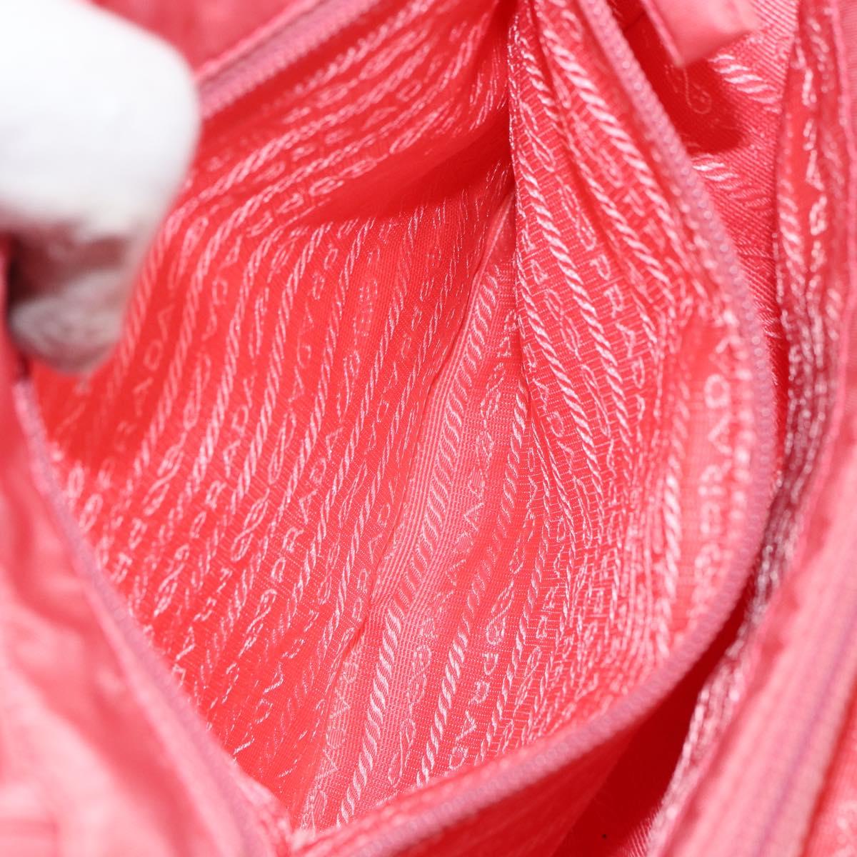 PRADA Hand Bag Nylon Pink Silver Auth 151573