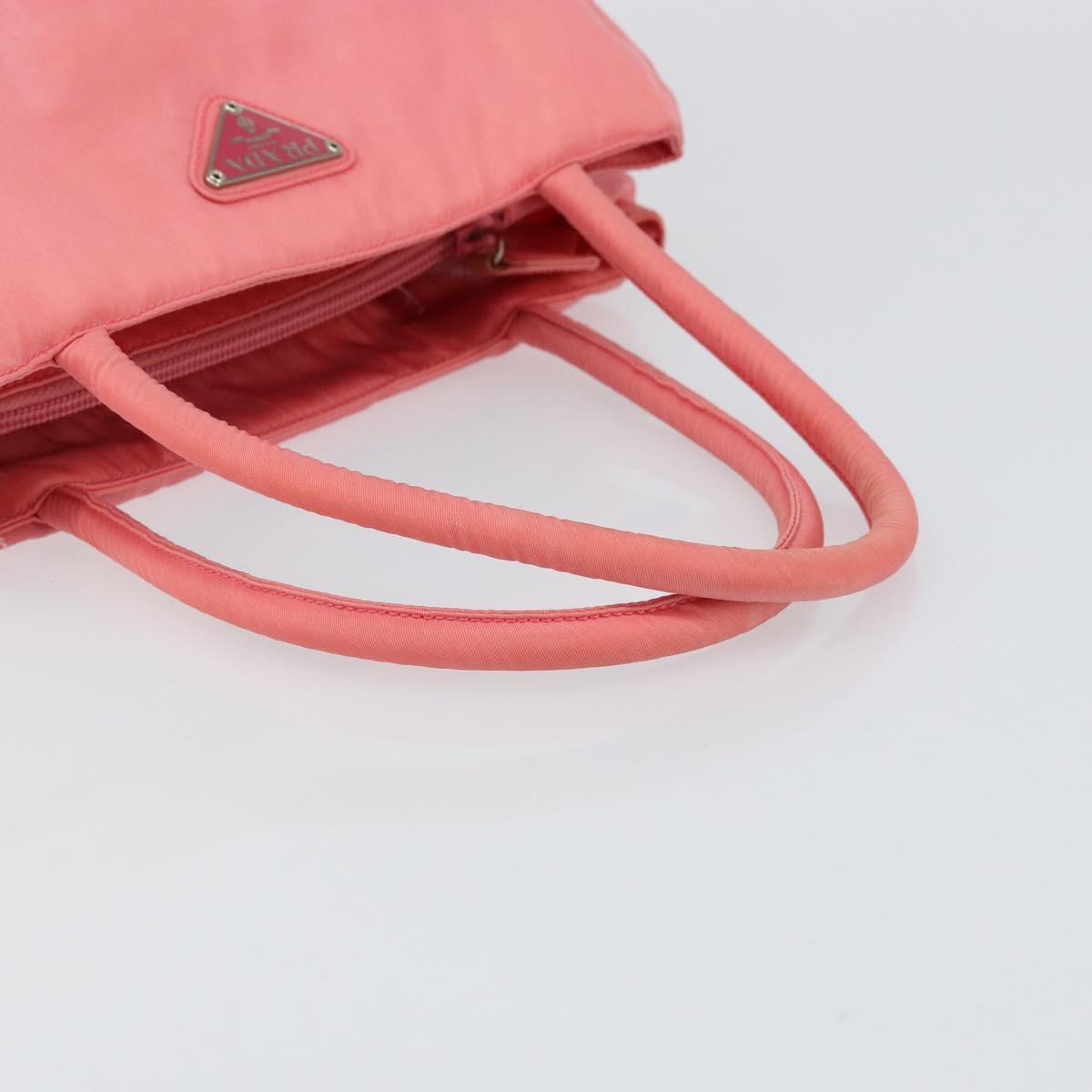 PRADA Hand Bag Nylon Pink Silver Auth 151573