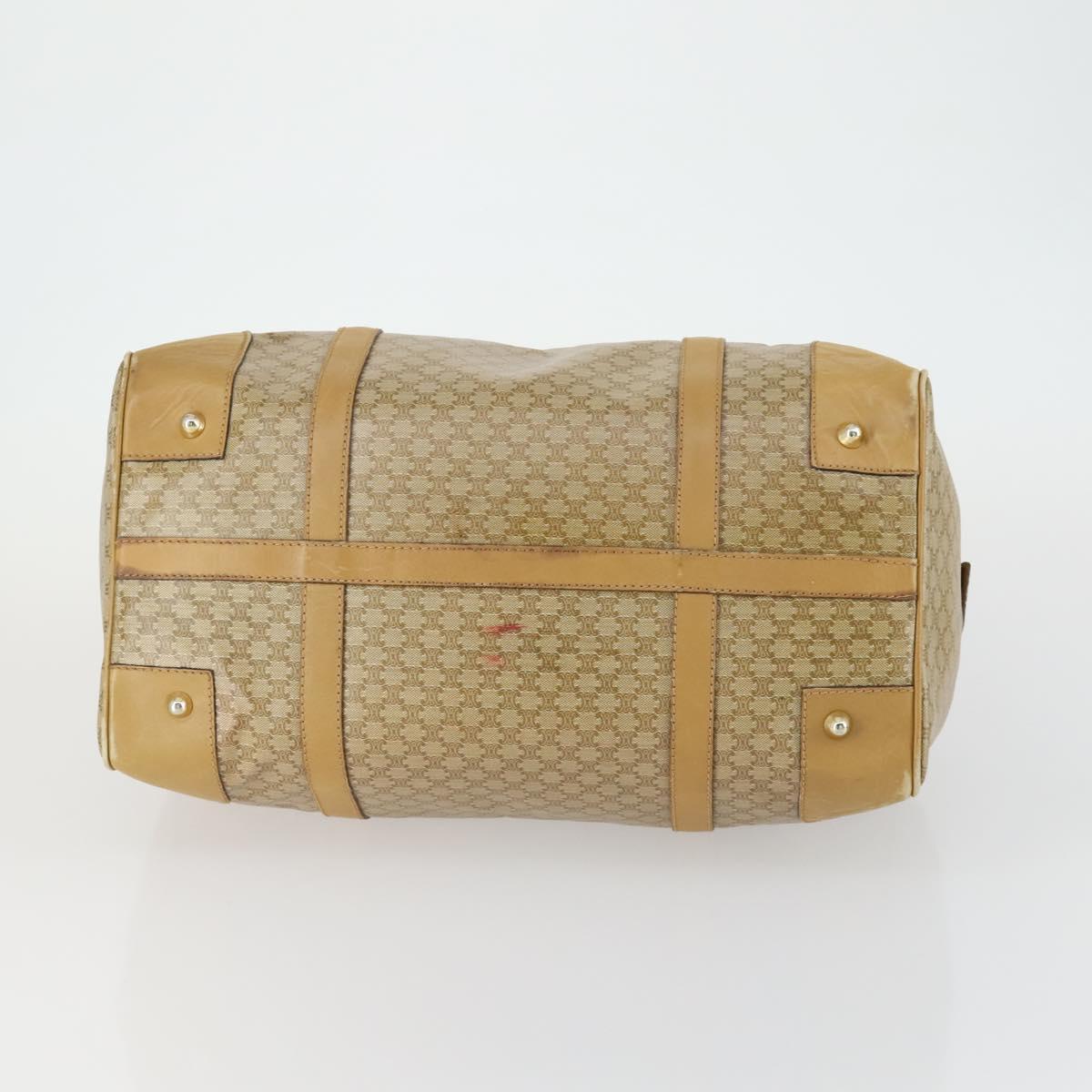 CELINE Macadam Canvas Boston Bag PVC Beige Gold Auth 151574