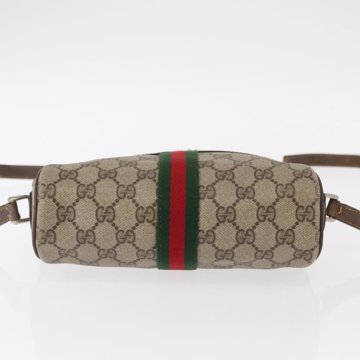 GUCCI GG Supreme Web Sherry Line Bag PVC Beige Gold 32 02 004 Auth 151575