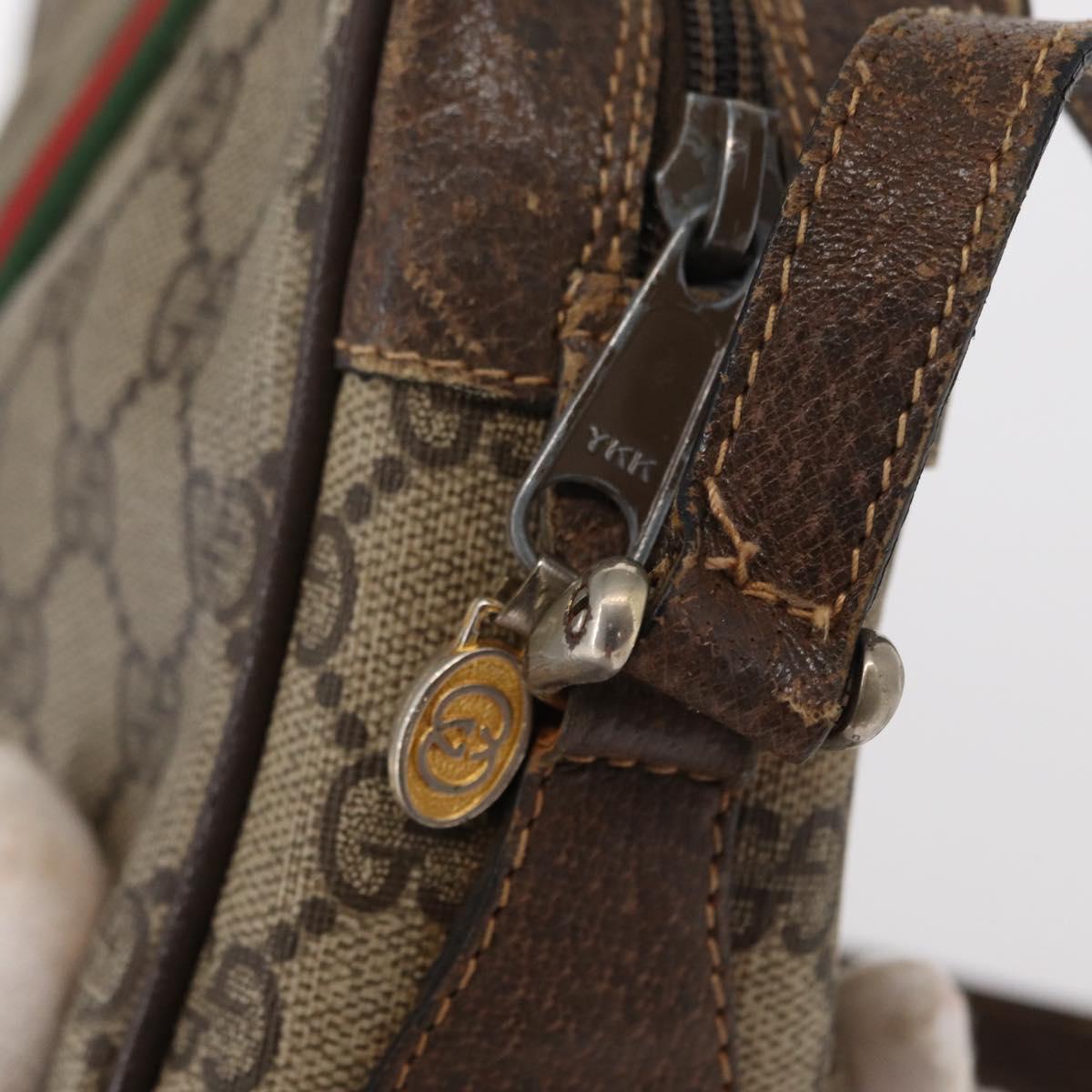 GUCCI GG Supreme Web Sherry Line Bag PVC Beige Gold 32 02 004 Auth 151575