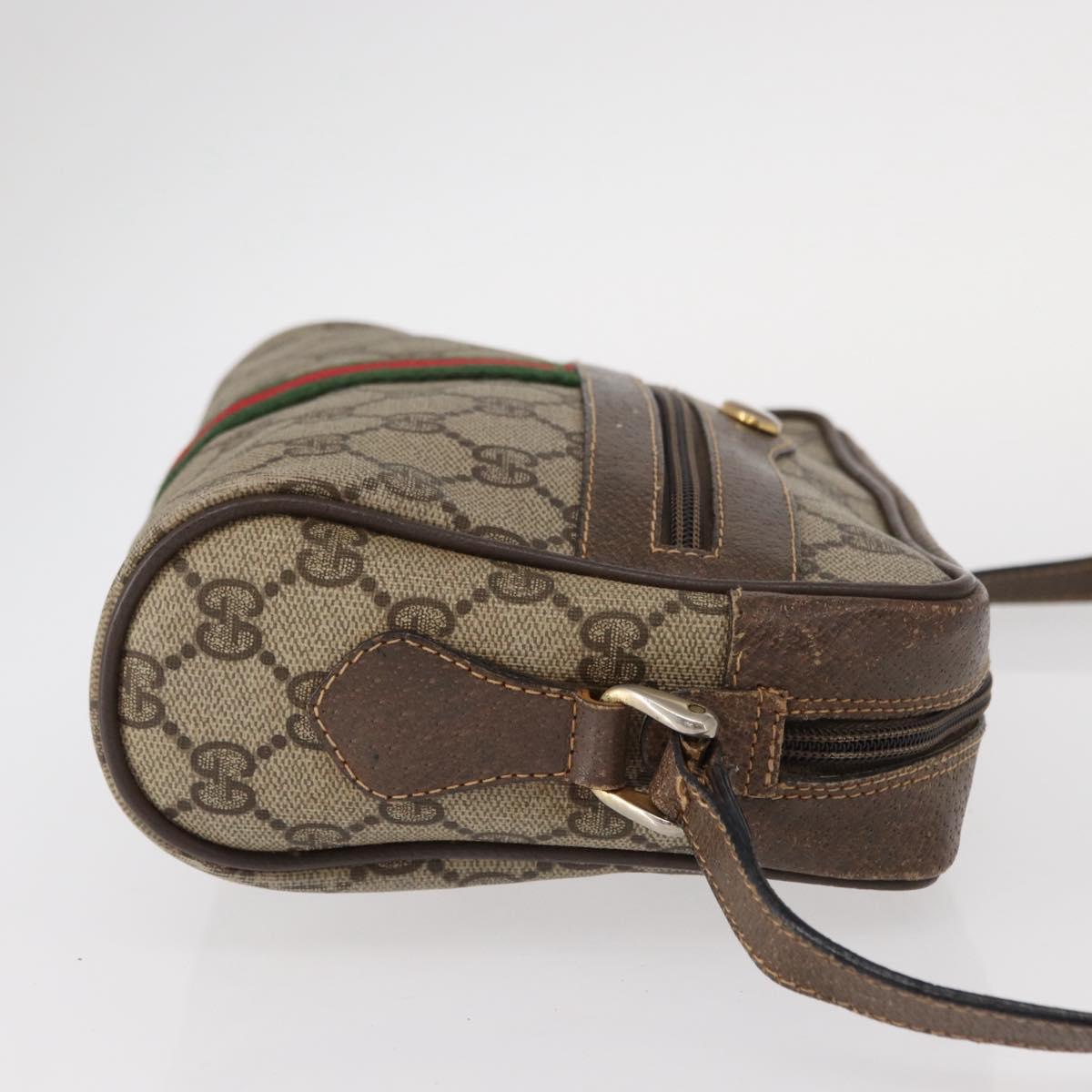 GUCCI GG Supreme Web Sherry Line Bag PVC Beige Gold 32 02 004 Auth 151575