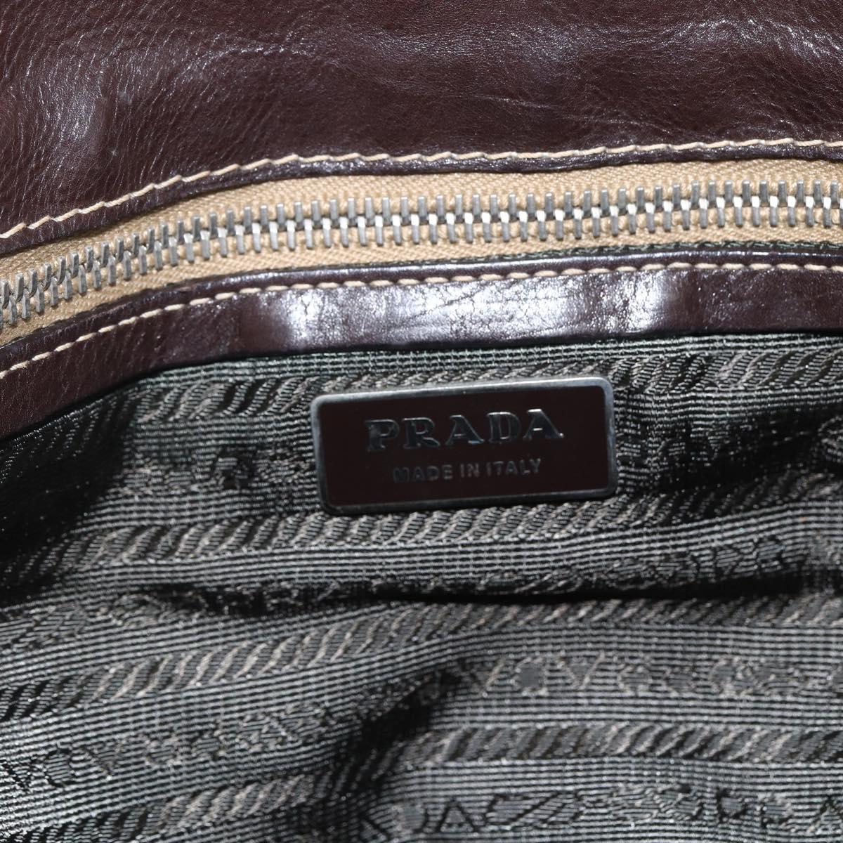 PRADA Hand Bag Nylon Beige Silver Auth 151576