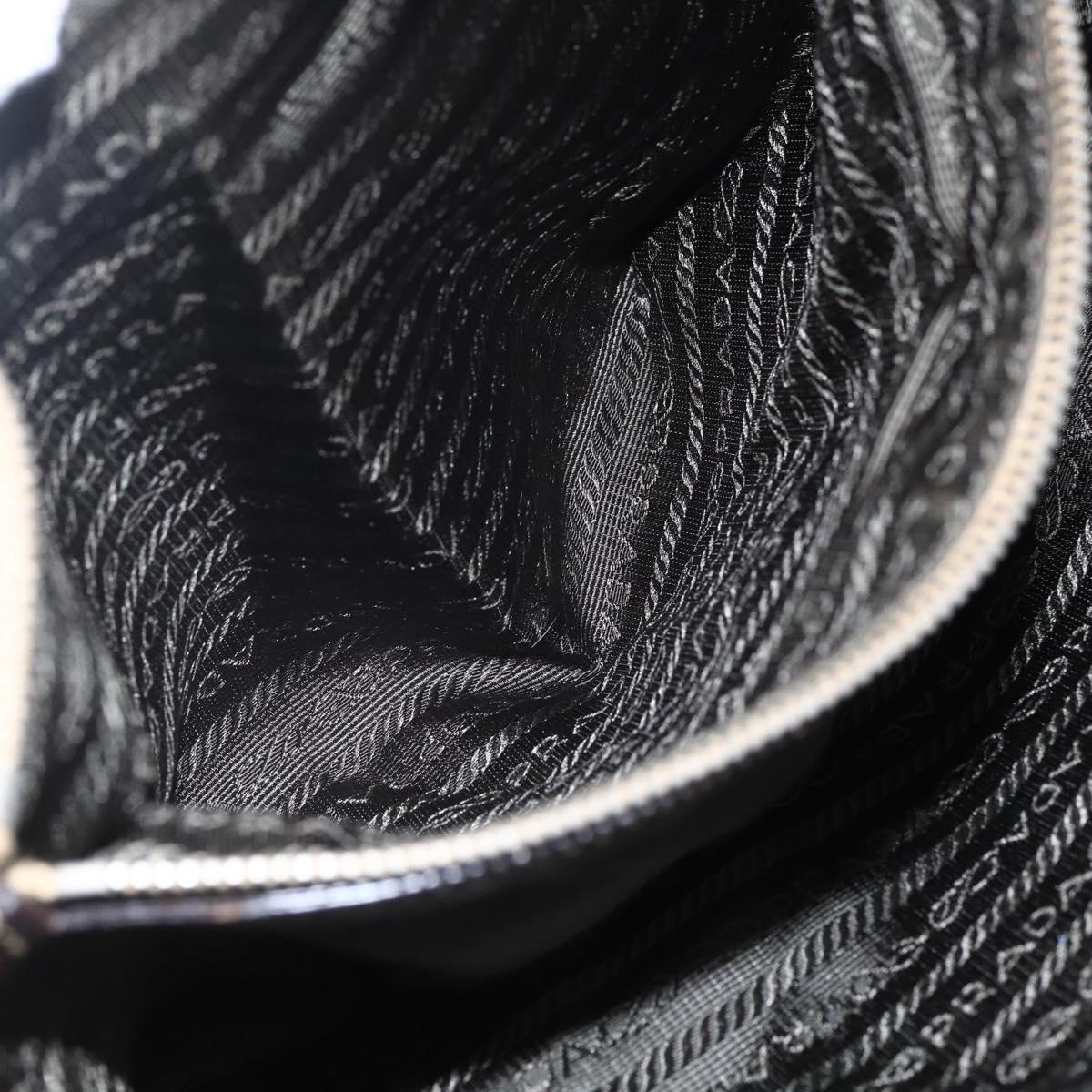 PRADA Hand Bag Nylon Beige Silver Auth 151576