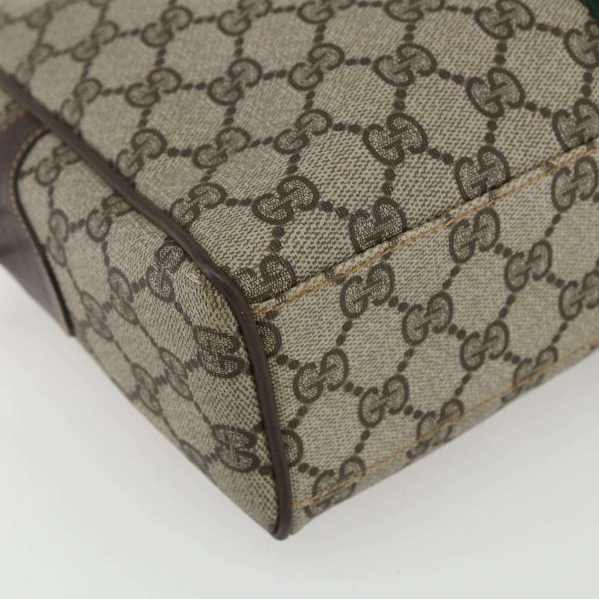 GUCCI GG Supreme Web Sherry Line Bag PVC Beige Gold 378 002 3839 Auth 151577