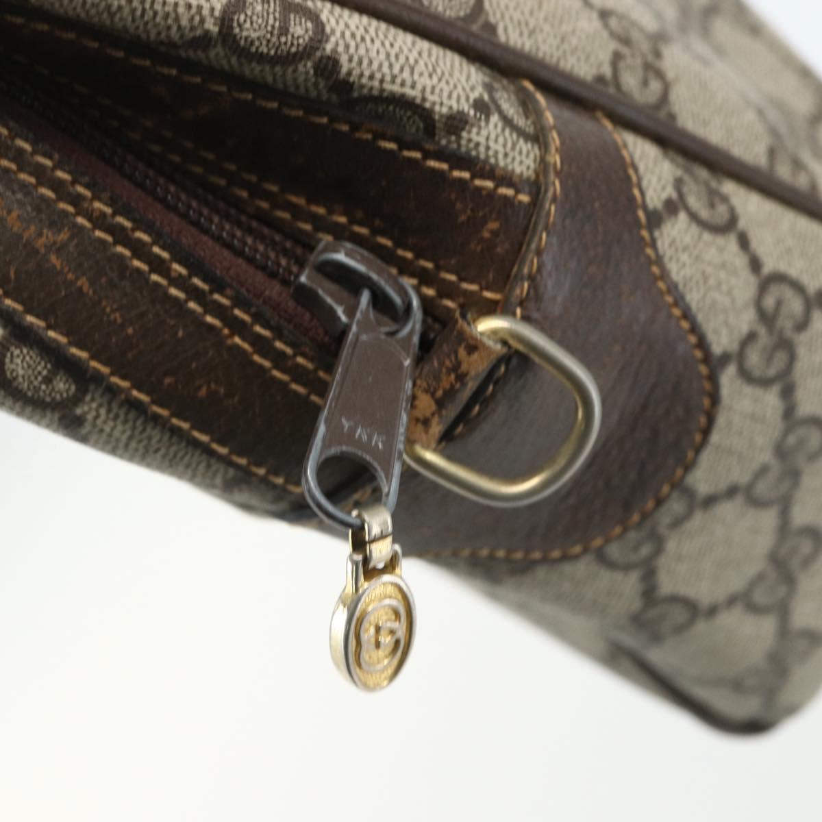 GUCCI GG Supreme Web Sherry Line Bag PVC Beige Gold 378 002 3839 Auth 151577