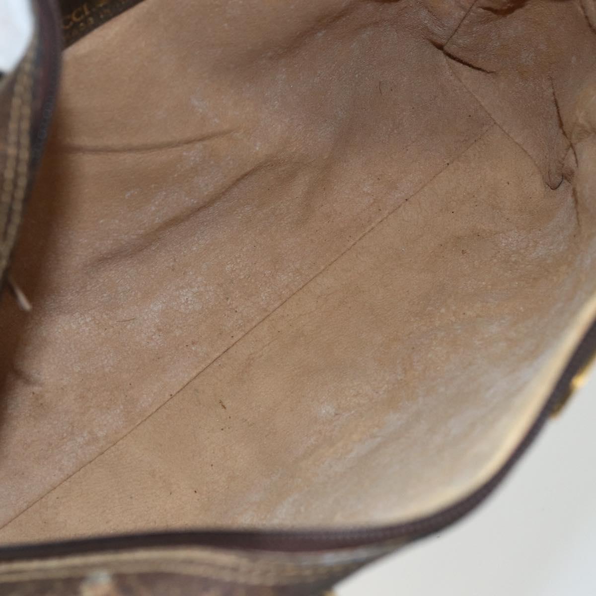 GUCCI GG Supreme Web Sherry Line Bag PVC Beige Gold 378 002 3839 Auth 151577