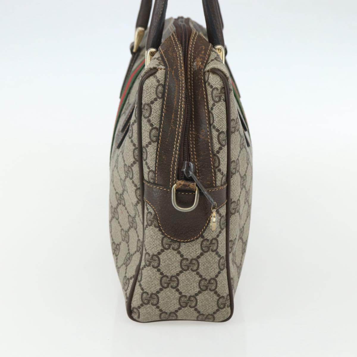 GUCCI GG Supreme Web Sherry Line Bag PVC Beige Gold 378 002 3839 Auth 151577