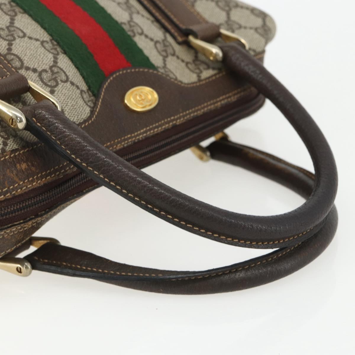 GUCCI GG Supreme Web Sherry Line Bag PVC Beige Gold 378 002 3839 Auth 151577