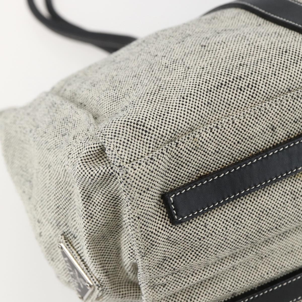 PRADA Tote Bag Canvas Gray Silver Auth 151578