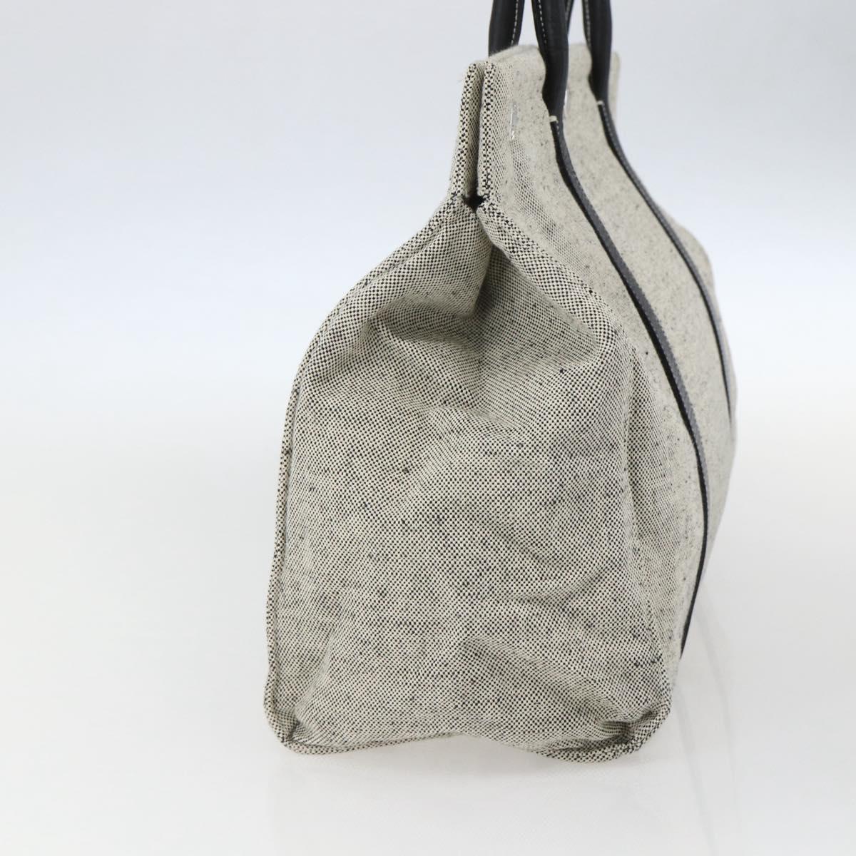 PRADA Tote Bag Canvas Gray Silver Auth 151578