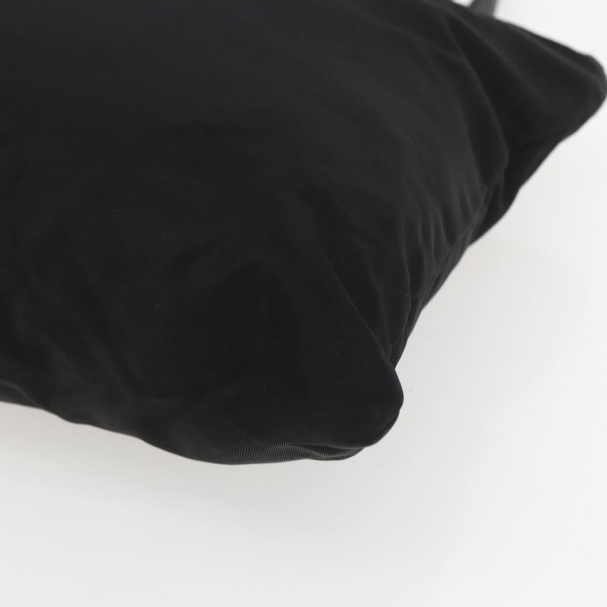 PRADA Tote Bag Nylon Black Silver Auth 151579