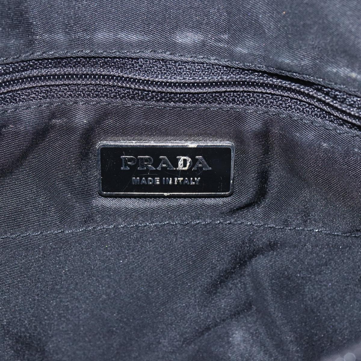 PRADA Tote Bag Nylon Black Silver Auth 151579
