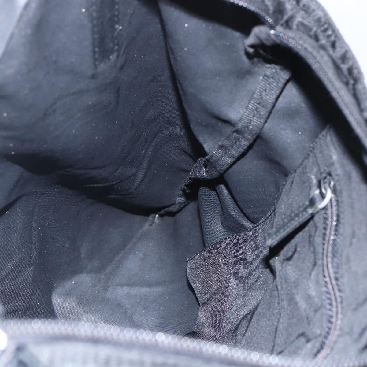 PRADA Tote Bag Nylon Black Silver Auth 151579