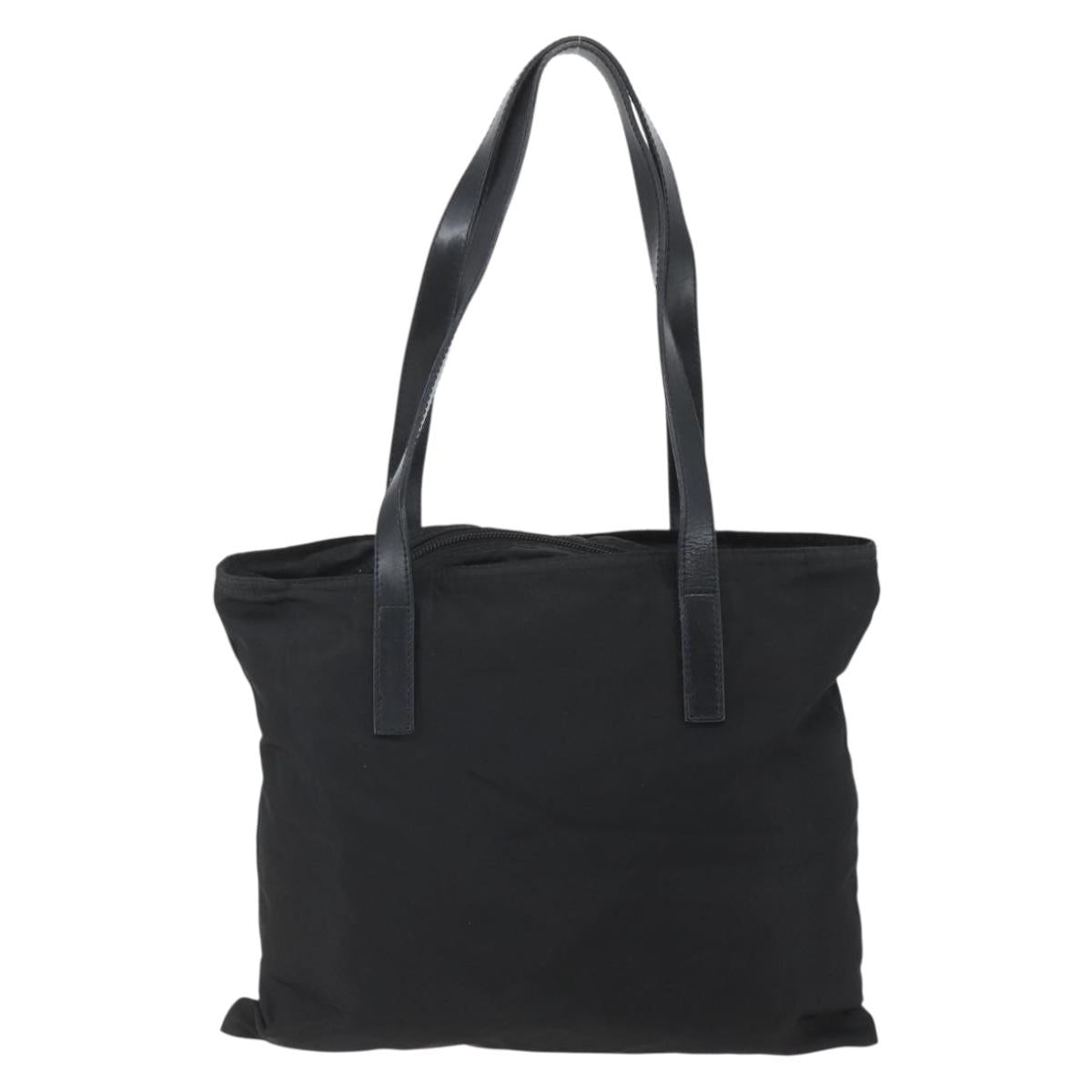 PRADA Tote Bag Nylon Black Silver Auth 151579