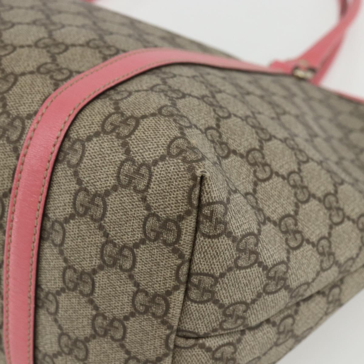 GUCCI GG Supreme Tote Bag PVC Beige Gold 197953 Auth 151580