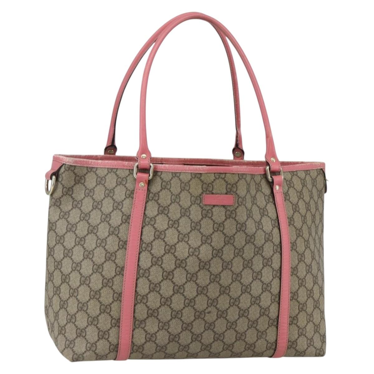 GUCCI GG Supreme Tote Bag PVC Beige Gold 197953 Auth 151580