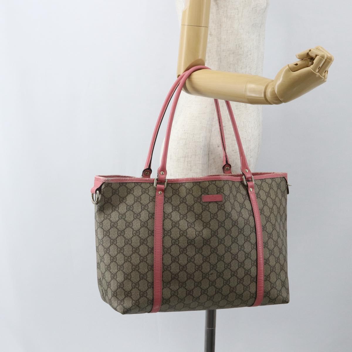 GUCCI GG Supreme Tote Bag PVC Beige Gold 197953 Auth 151580