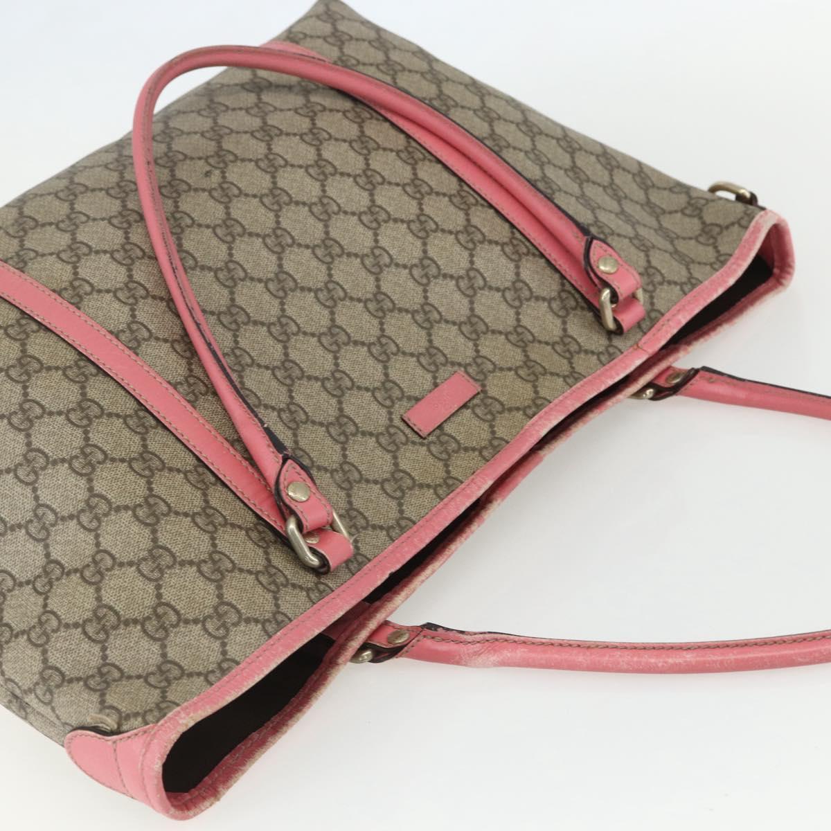 GUCCI GG Supreme Tote Bag PVC Beige Gold 197953 Auth 151580