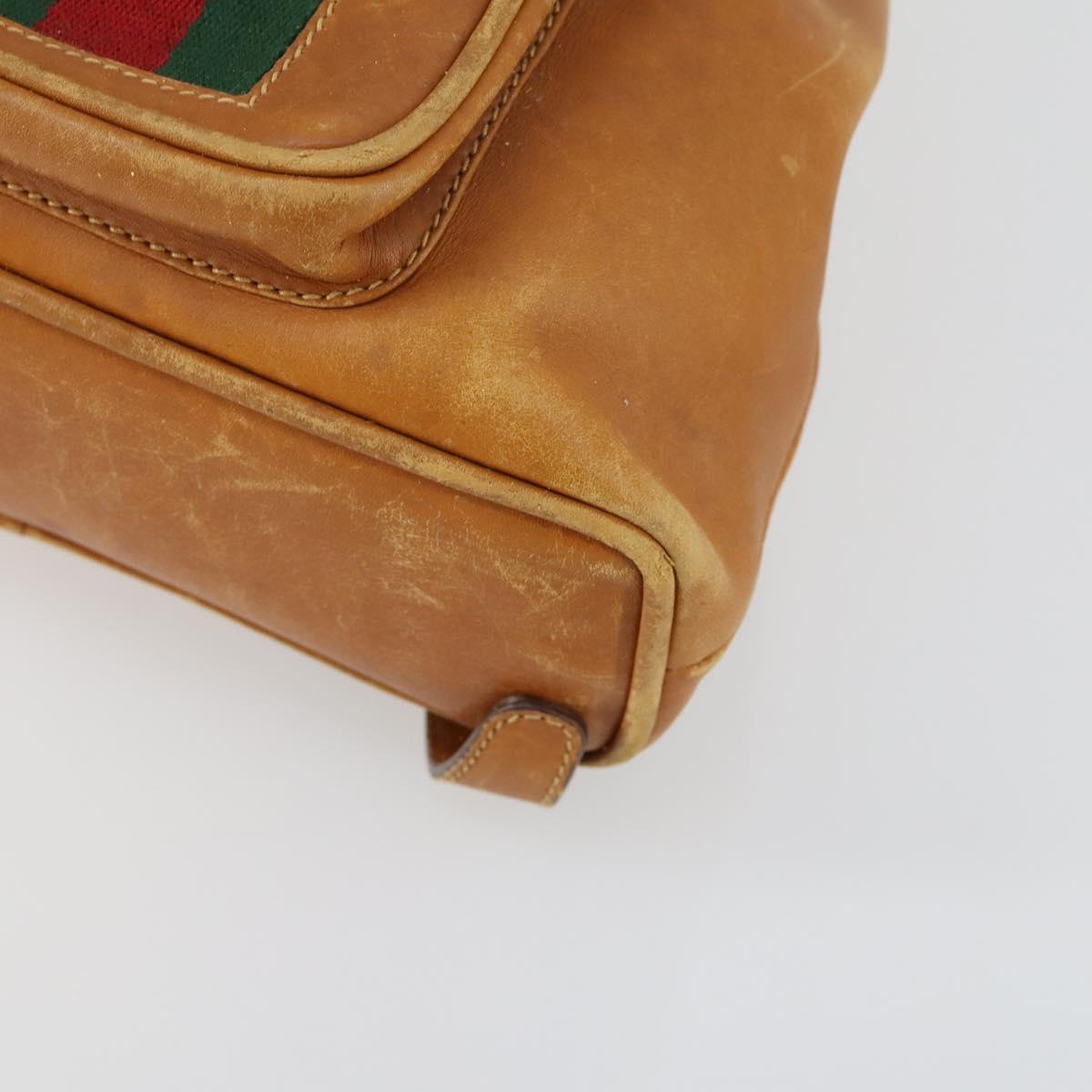 GUCCI Bamboo Web Sherry Line Backpack Leather Brown Red Auth 151581