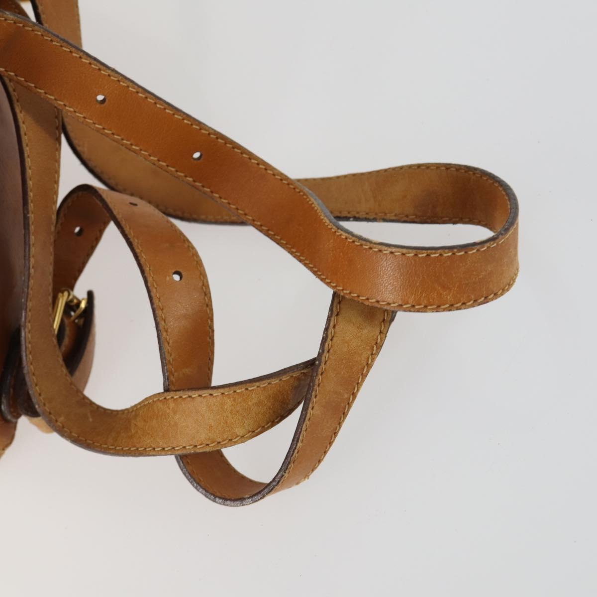 GUCCI Bamboo Web Sherry Line Backpack Leather Brown Red Auth 151581