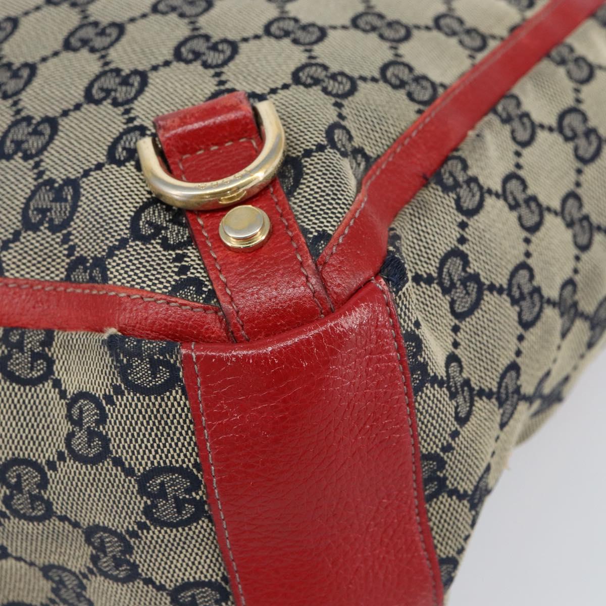 GUCCI GG Canvas Hand Bag Navy Gold 130739 Auth 151583