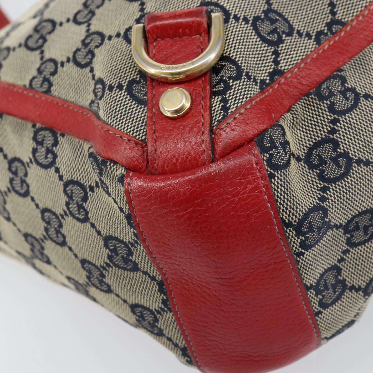 GUCCI GG Canvas Hand Bag Navy Gold 130739 Auth 151583