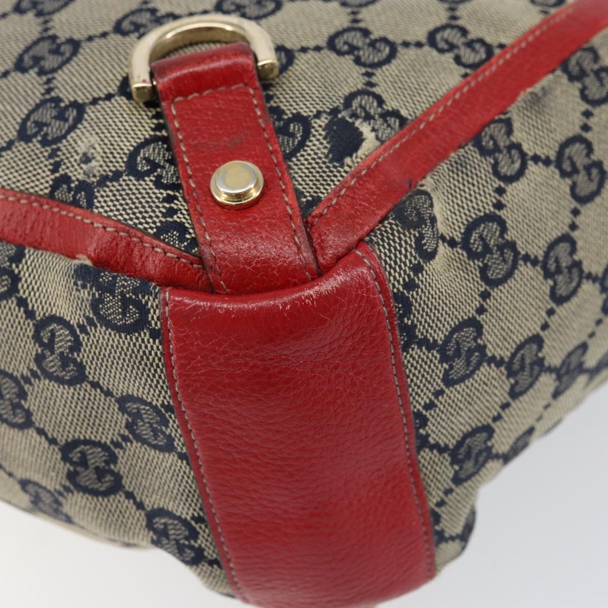GUCCI GG Canvas Hand Bag Navy Gold 130739 Auth 151583