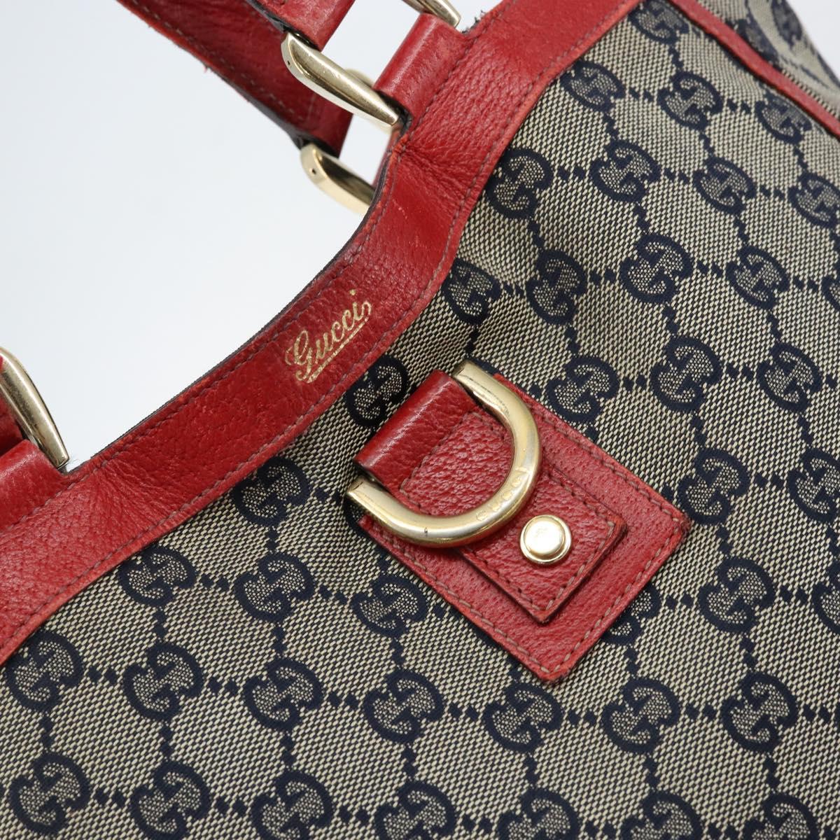 GUCCI GG Canvas Hand Bag Navy Gold 130739 Auth 151583