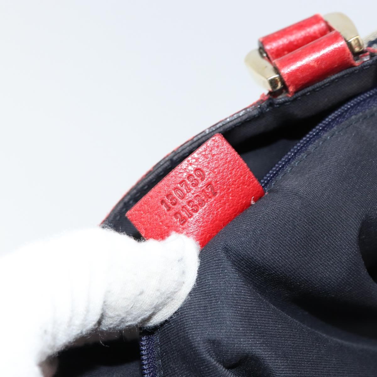 GUCCI GG Canvas Hand Bag Navy Gold 130739 Auth 151583