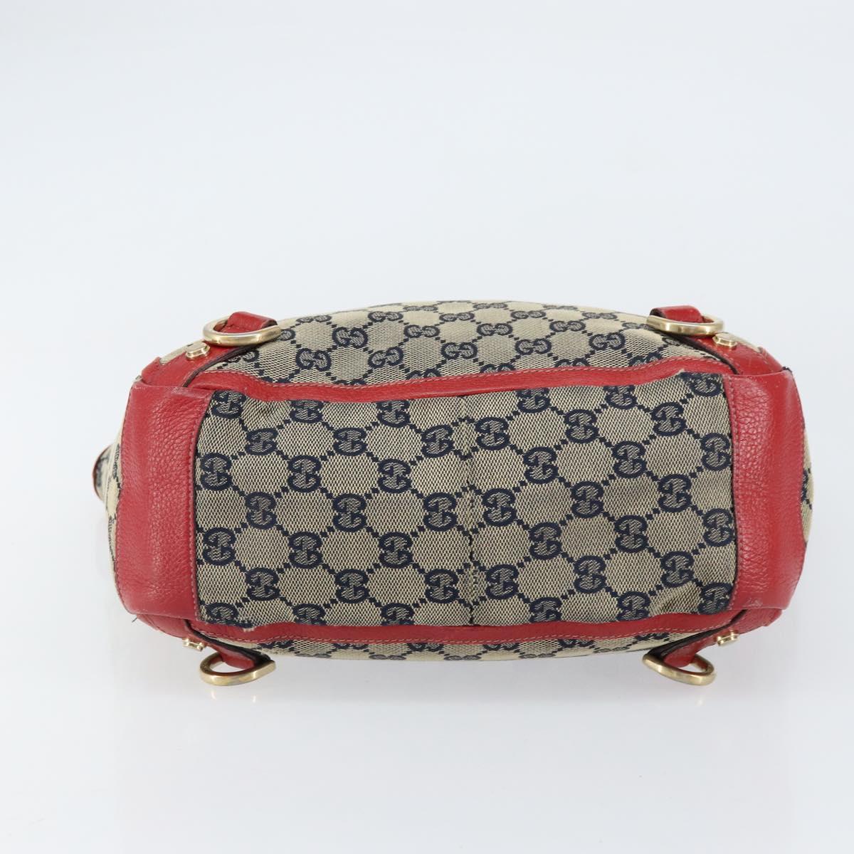 GUCCI GG Canvas Hand Bag Navy Gold 130739 Auth 151583