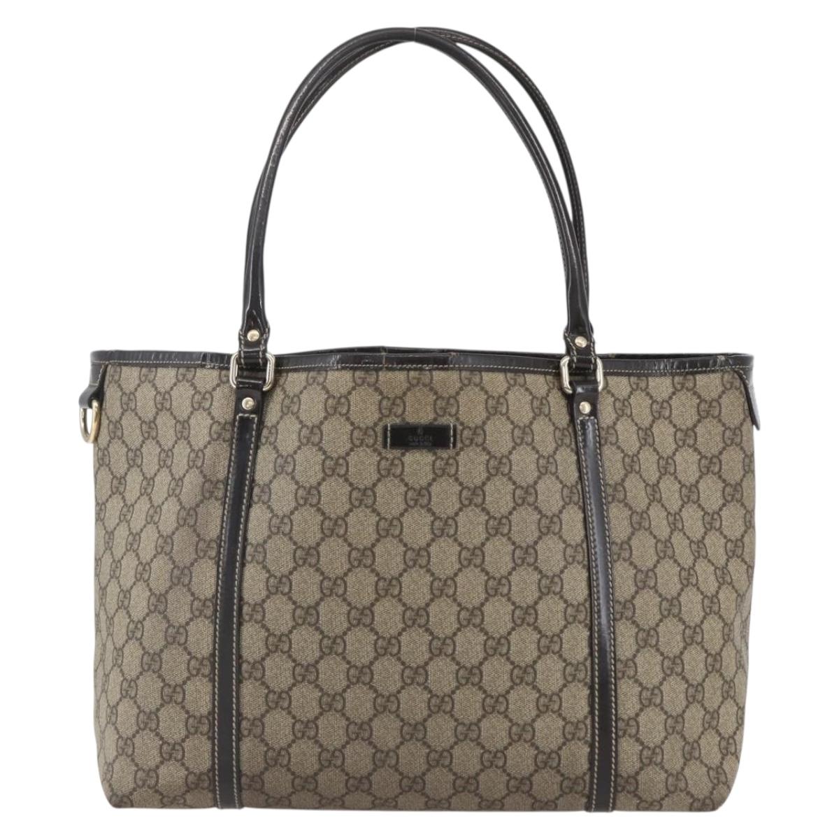 GUCCI GG Supreme Tote Bag PVC Beige Gold 197953 Auth 151584