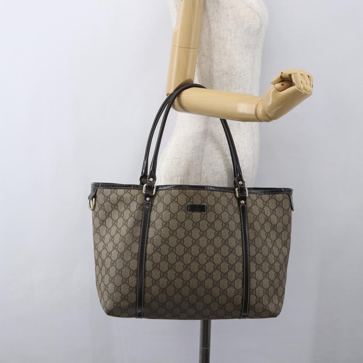 GUCCI GG Supreme Tote Bag PVC Beige Gold 197953 Auth 151584
